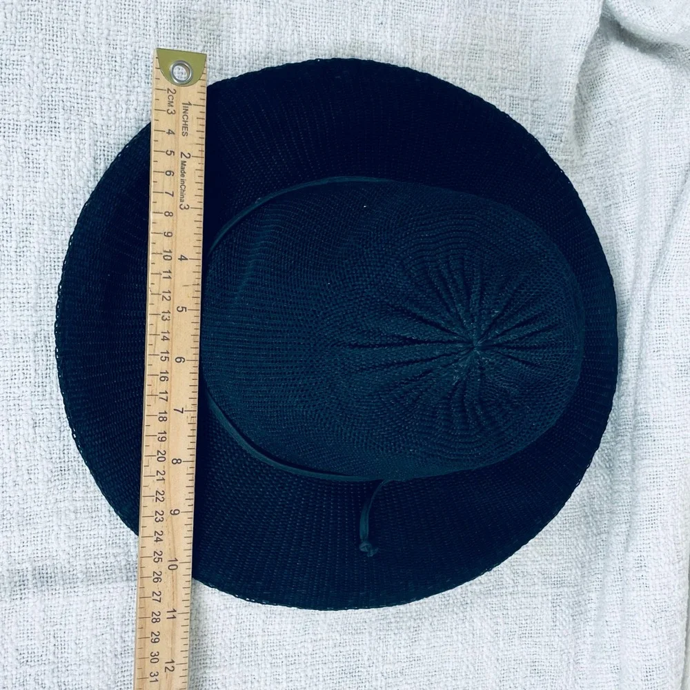 Wallaroo Victoria Fedora Womens Black Poly Straw Packable UPF 50 Sun Hat